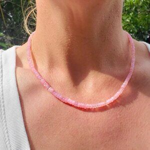Stunning Necklace Ethiopian Pink Fire Opal Necklace Beaded Opal Necklace Pink